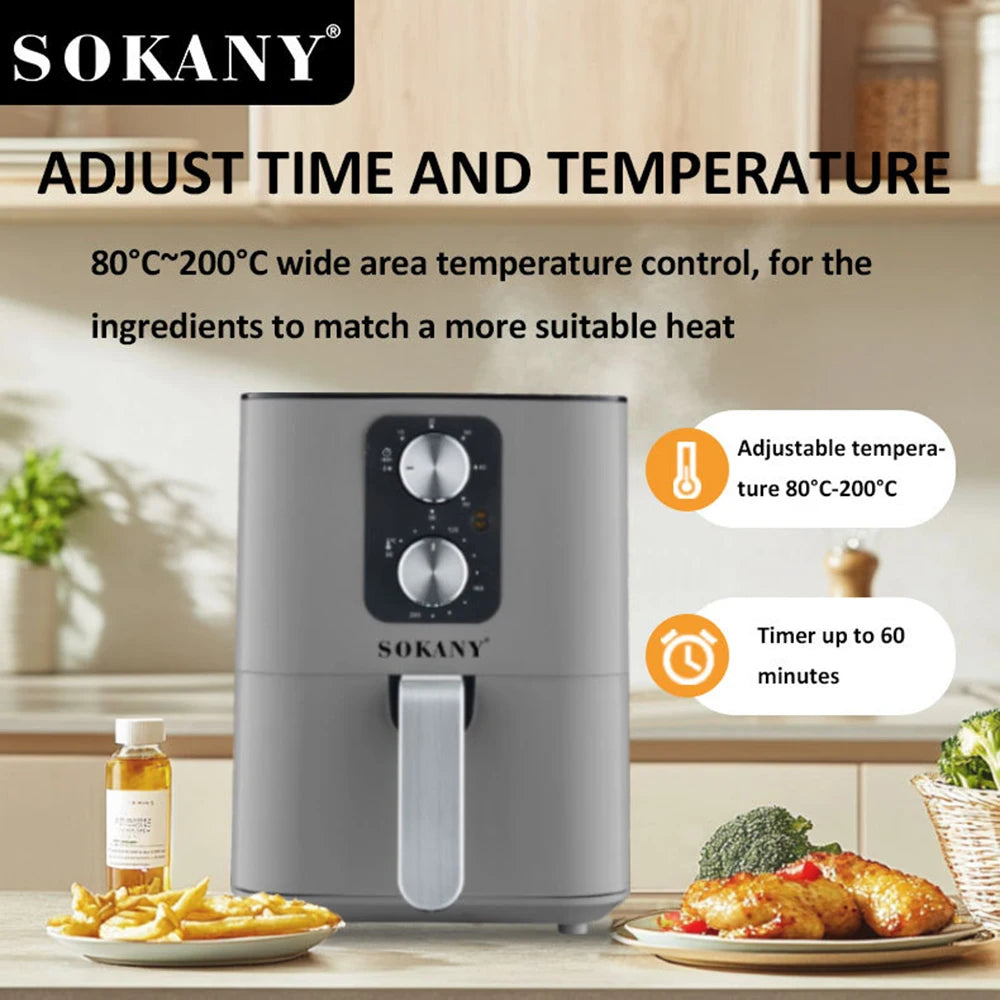 Multifunctional Air Fryer Home 5.5L Smokeless Low Fat High Power Electric Roast Chicken & French Fries Healthy