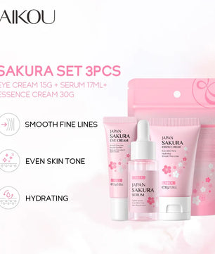 3pcs/set LAIKOU Vitamin C 24K Golden Sakura Skin Care Sets Face Cream