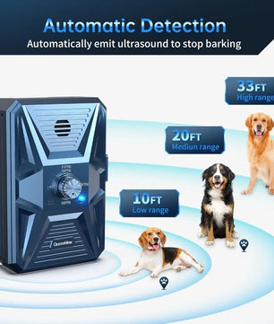 Ultrasonic Anti-Bark Device 3-Level Control Rechargeable Dog Bark Deterrent with 33FT Reach for All Breeds Indoor & Outdoor Use