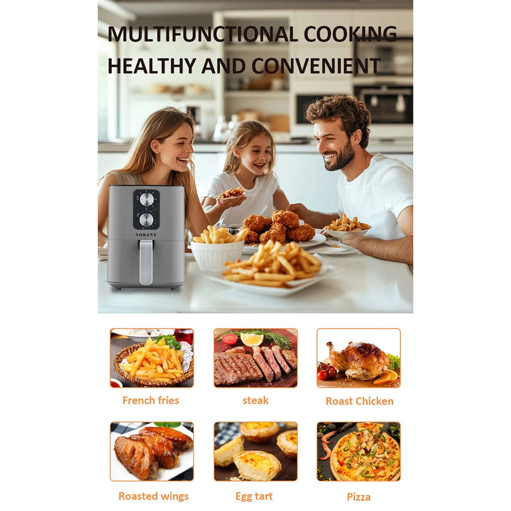 Multifunctional Air Fryer Home 5.5L Smokeless Low Fat High Power Electric Roast Chicken & French Fries Healthy