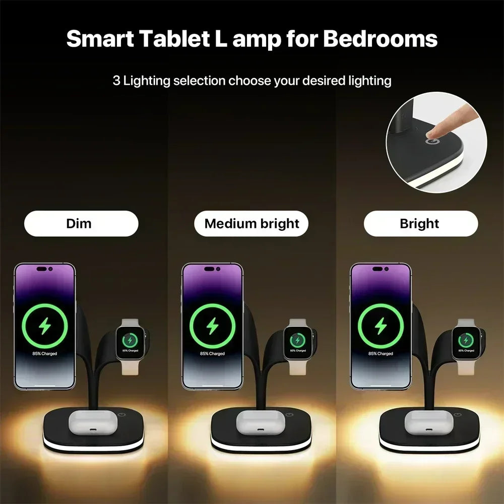 Magnetic 3 in 1 Wireless Charger For iPhone 16 15 14 13 12 Pro Max Fast Wireless Charging Station For Apple Watch 9 /AirPods Pro