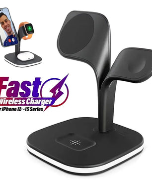 Magnetic 3 in 1 Wireless Charger For iPhone 16 15 14 13 12 Pro Max Fast Wireless Charging Station For Apple Watch 9 /AirPods Pro