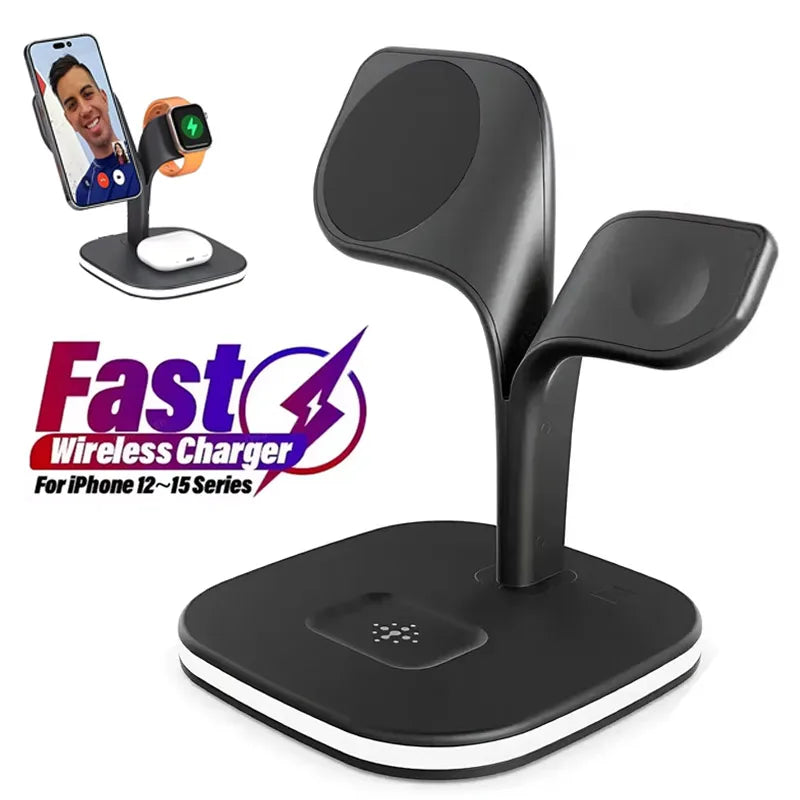 Magnetic 3 in 1 Wireless Charger For iPhone 16 15 14 13 12 Pro Max Fast Wireless Charging Station For Apple Watch 9 /AirPods Pro