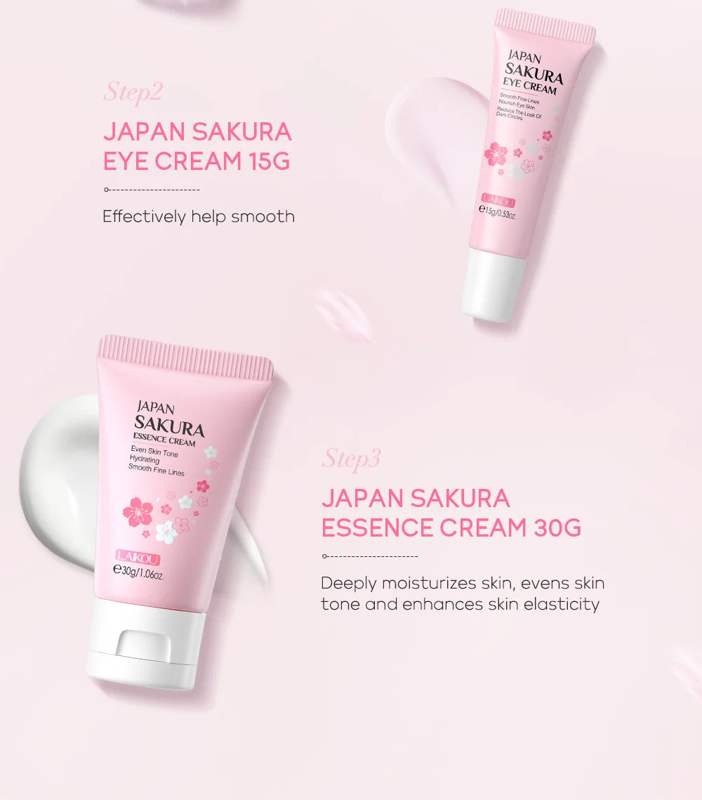3pcs/set LAIKOU Vitamin C 24K Golden Sakura Skin Care Sets Face Cream