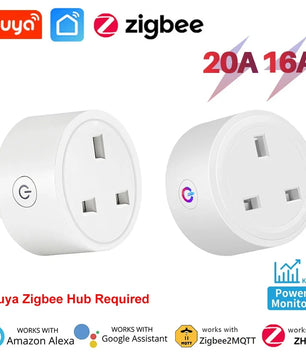Tuya Zigbee Smart Socket UK Plug Smart Home Automation Timing Power Monitor Smart Outlet Support Google Home Alexa Zigbee2MQTT