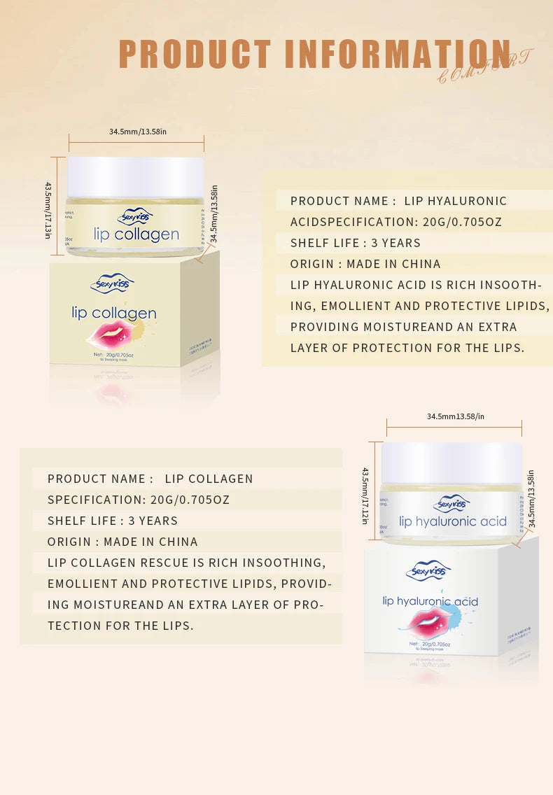 Hyaluronic acid collagen Sleep lip mask 20g deep hydration lasting moisturizing