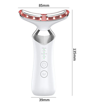 Face Neck Lifting Beauty Device Hot Compress 5-color LED Photon Firming Rejuvenation Anti Wrinkle Reduce Double Chin Anti Facial