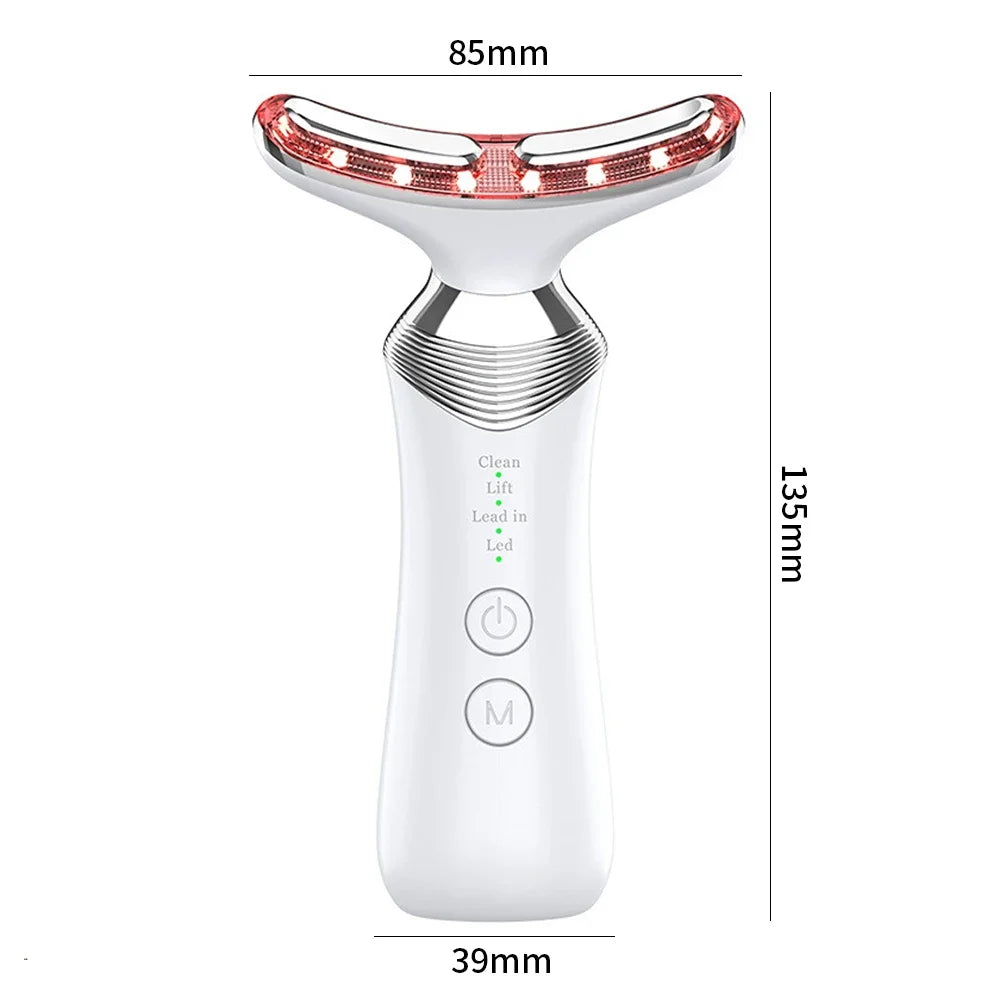 Face Neck Lifting Beauty Device Hot Compress 5-color LED Photon Firming Rejuvenation Anti Wrinkle Reduce Double Chin Anti Facial