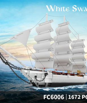 Sailboat Building Toys For Kids 1672pcs 66cm White Swan Sailing Ship Building Blocks MOC Bricks Educational Toys Home Decoration