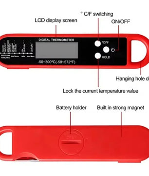 Waterproof Digital Food Kitchen Thermometer For Oven Meat Cooking Grilling With Rotating LCD Screen Alarm Function