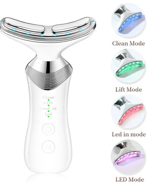 Face Neck Lifting Beauty Device Hot Compress 5-color LED Photon Firming Rejuvenation Anti Wrinkle Reduce Double Chin Anti Facial