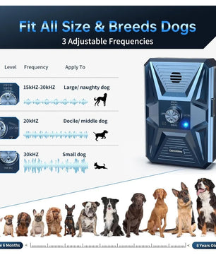Ultrasonic Anti-Bark Device 3-Level Control Rechargeable Dog Bark Deterrent with 33FT Reach for All Breeds Indoor & Outdoor Use