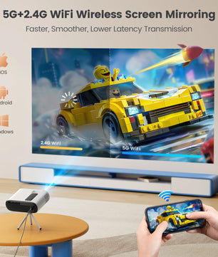 TOPTRO Mini Projector Full HD Support 1080P 16000 Lumens Auto Keystone WiFi Bluetooth Video Projector Portable Home Theater