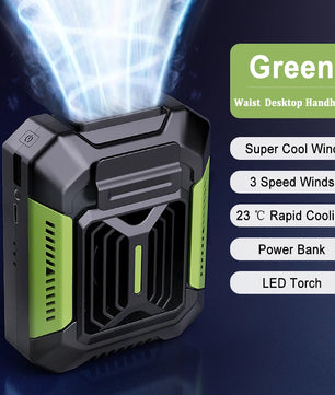 Waist Clip Fan Portable Mini Hanging Neck Fan USB Rechargeable Fan Small Outdoor Camping Waist Fan with Power Bank LED Light