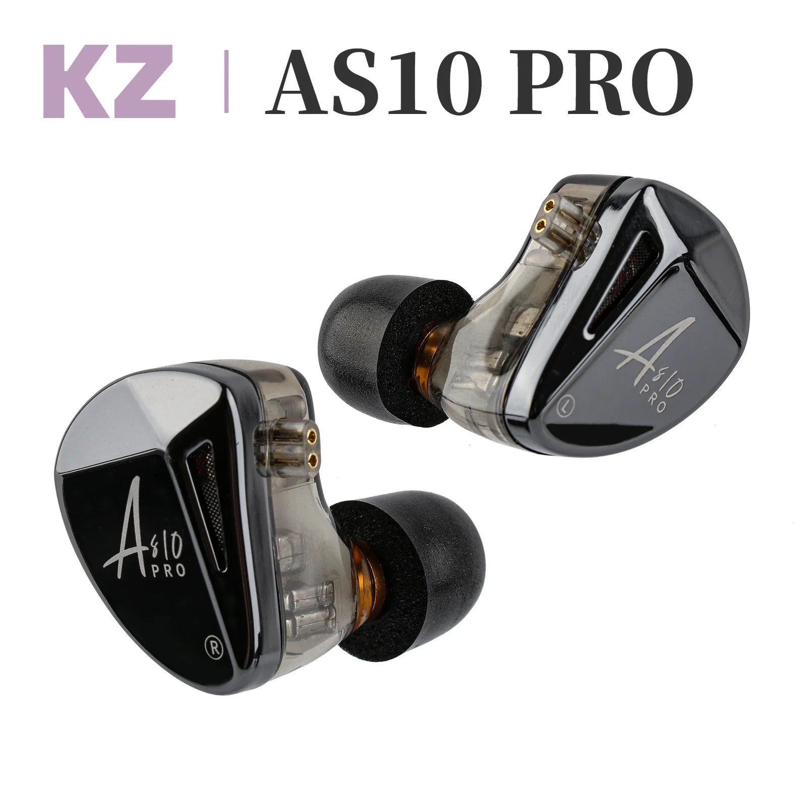 KZ AS10 PRO Earphones 5BA IEMs In-Ear Monitors HiFi Headphones Wired Earbuds with Silver-plated Cable for Audiophiles Musicians