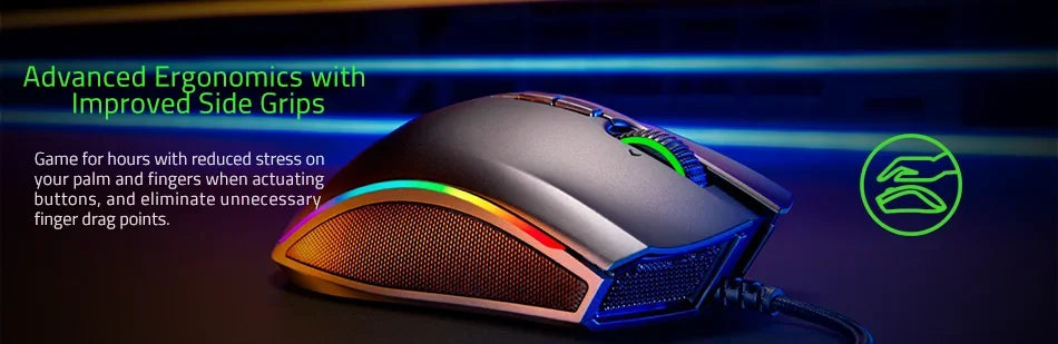 Razer Mamba Elite 5G 16000 dpi wired gaming mouse, optical sensor, 9 programmable buttons, mechanical switches, ergonomic shape