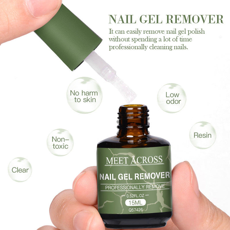 MEET ACROSS 15ml Magic Fast Nail Gel Polish Remover Clean UV Soak