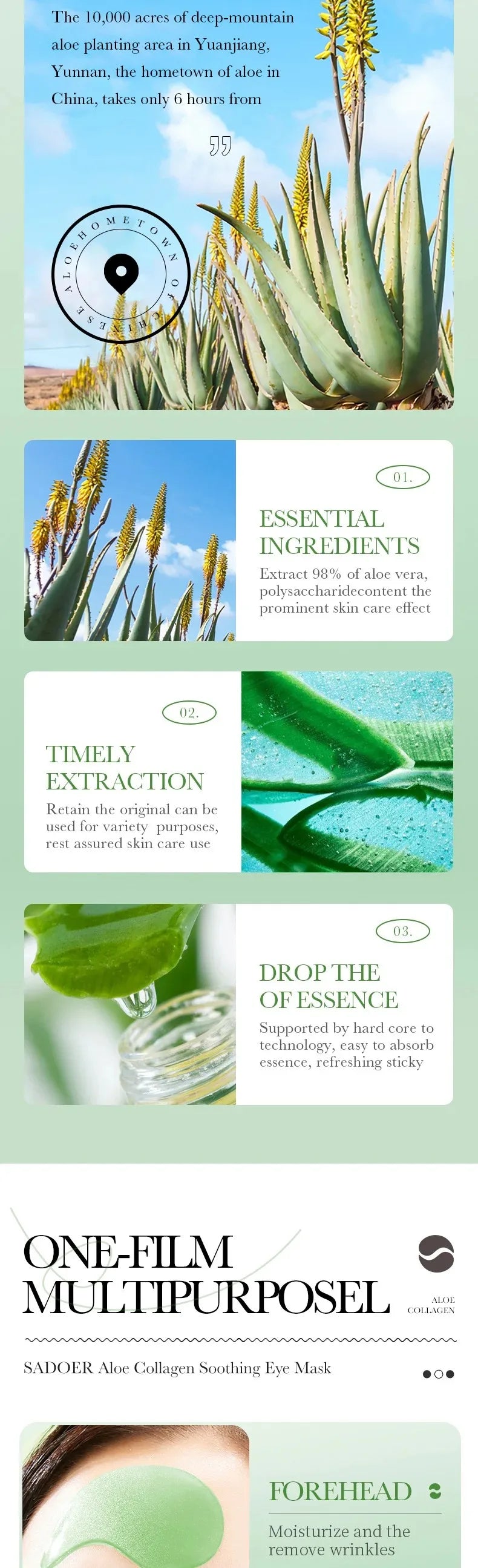 60pcs Aloe Vera Collagen Eye Mask Anti Dark Circles Eyes Bags Moisturizing