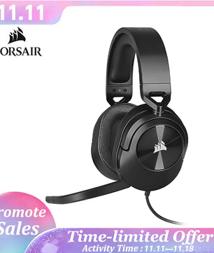 Corsair HS55 Surround Gaming Headset (Leatherette Memory Foam Ear Pads, Dolby Audio 7.1 Surround Sound on PC and Mac
