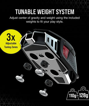 Corsair M65 RGB Ultra Wireless Tunable FPS Wireless Gaming MouseSub-1ms Slipstream Wireless Technology 26,000 DPI -White/Black
