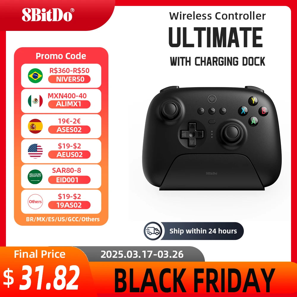 8BitDo Ultimate 2.4G Wireless Hall Effect Controller 100% Original  for PC, Windows Steam Deck, Android iPhone