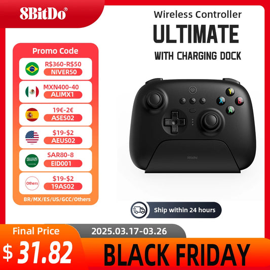 8BitDo Ultimate 2.4G Wireless Hall Effect Controller 100% Original  for PC, Windows Steam Deck, Android iPhone