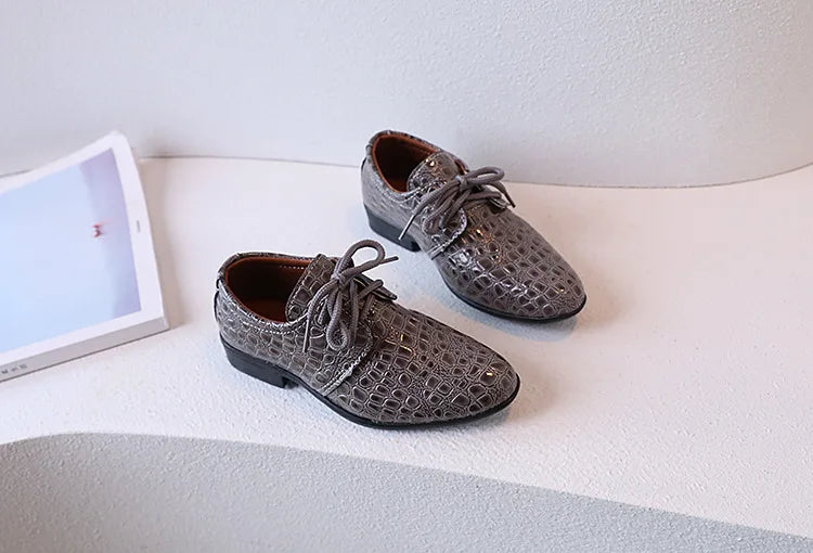 Boys Leather Shoes for Party Wedding Shows Catwalk Cool Lace-up Classic Kids Fashion Casual Shoes Loafers 2023 Children Dress PU