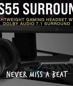 Corsair HS55 Surround Gaming Headset (Leatherette Memory Foam Ear Pads, Dolby Audio 7.1 Surround Sound on PC and Mac