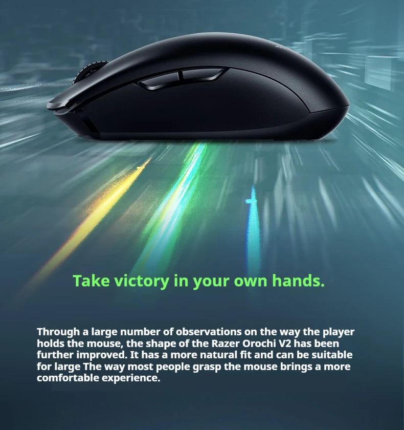 Razer Orochi V2 Wireless Bluetooth Mouse Lightweight 2 Wireless Modes 5g Mice Advanced 18k Dpi Optical Sensor Pc Gaming Mouse