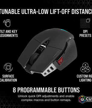 Corsair M65 RGB Ultra Wireless Tunable FPS Wireless Gaming MouseSub-1ms Slipstream Wireless Technology 26,000 DPI -White/Black