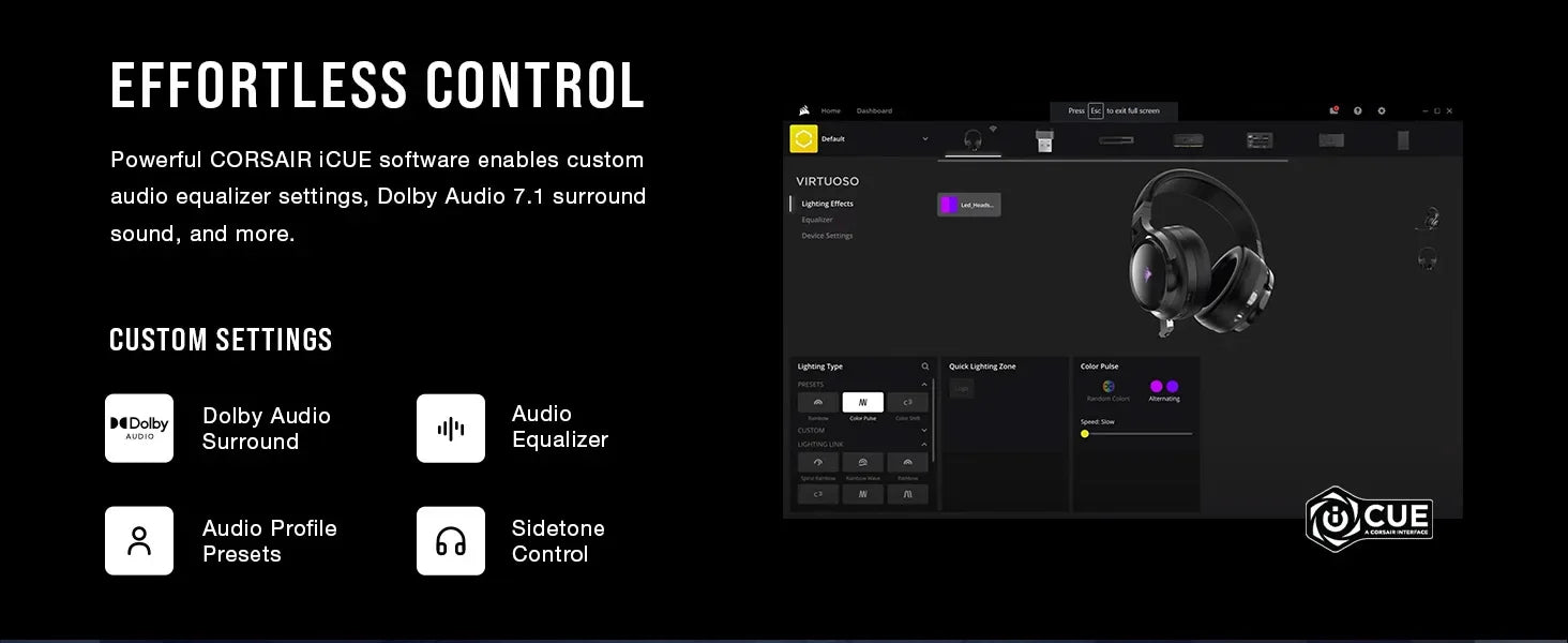 Corsair HS55 Surround Gaming Headset (Leatherette Memory Foam Ear Pads, Dolby Audio 7.1 Surround Sound on PC and Mac