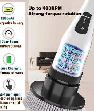Cordless Spin Scrubber Electric Multipurpose Cleaning Brush for Kitchen Bathroom Toilet - Household Hair Brushes And Mops