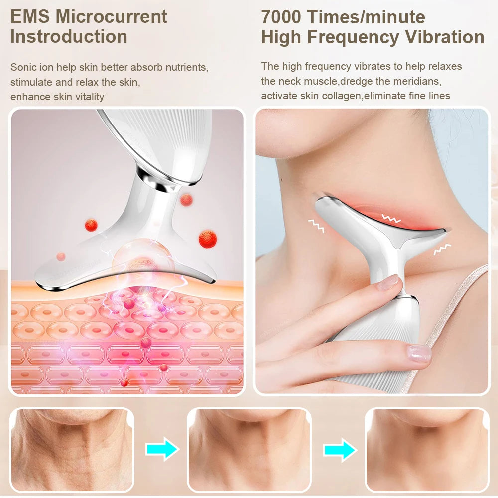 Facial Massager EMS Facial Microcurrent Anti-aging Facial Massager Red Light Therapy Skin Tightening Neck Face Lifting Massager