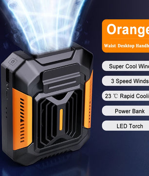Waist Clip Fan Portable Mini Hanging Neck Fan USB Rechargeable Fan Small Outdoor Camping Waist Fan with Power Bank LED Light