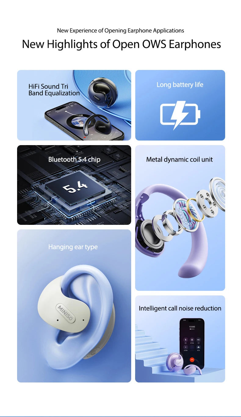Translator MINISO X15Pro 5.4 Bluetooth Headset Translation Earphones Wireless Headphones Office Travel,ASMR Headset APP