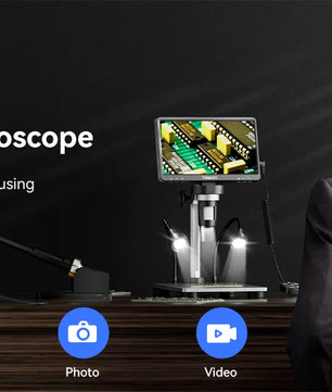 TOMLOV DM9 Digital USB Electronic Microscope 1080P 7" LCD Display 1200X Magnification Microscopio for Phone Repairing