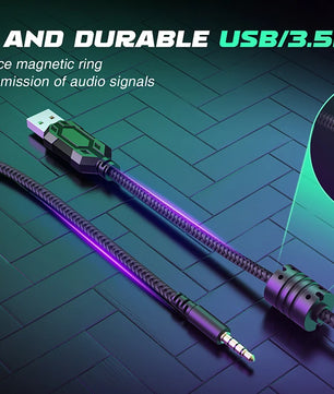 FIFINE Headset,3.5 mm jack&USB Headphone with 7.1 Surround Sound/volum contral/Mute switch for PC/MAC/PS4/PS5 Mixer-H9