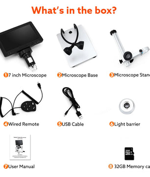 TOMLOV DM9 Digital USB Electronic Microscope 1080P 7" LCD Display 1200X Magnification Microscopio for Phone Repairing