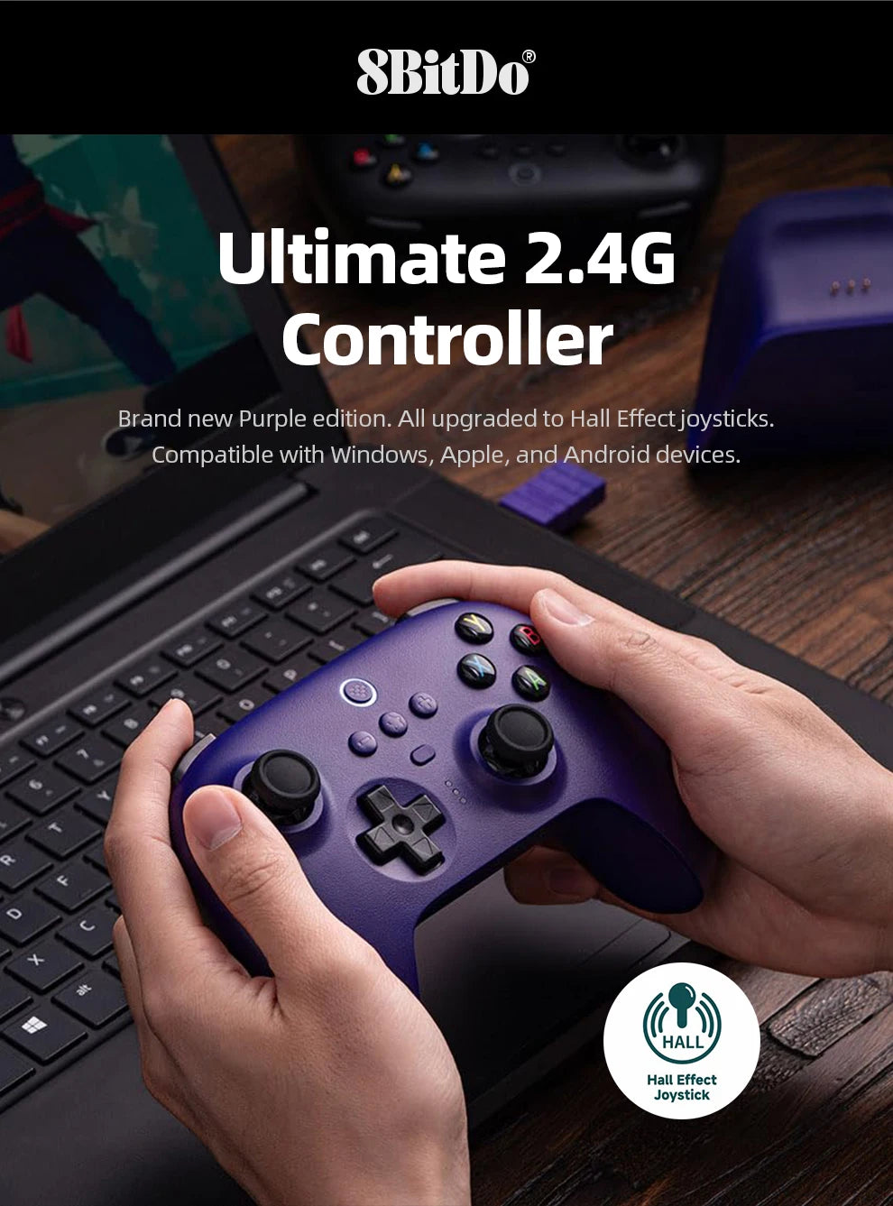 8BitDo Ultimate 2.4G Wireless Hall Effect Controller 100% Original  for PC, Windows Steam Deck, Android iPhone
