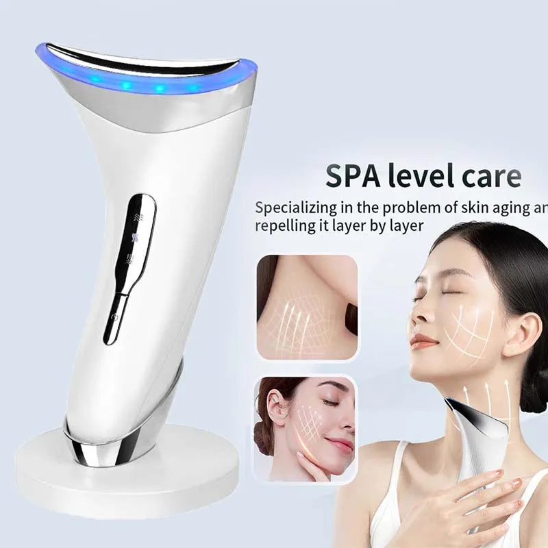 Facial And Neck Lifting Device 3 Colors Led Photon Therapy Skin Tighten Reduce Double Chin Anti Wrinkle Neck Face Beauty Device