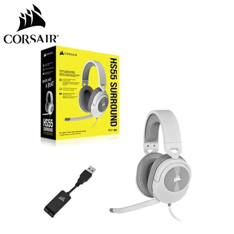 Corsair HS55 Surround Gaming Headset (Leatherette Memory Foam Ear Pads, Dolby Audio 7.1 Surround Sound on PC and Mac