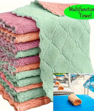 5/10/20pcs Kitchen Towel, Ultra-fine Fiber Light Gray Cleaning Cloth Set, Absorbent, Soft And Stain-removing Cloth
