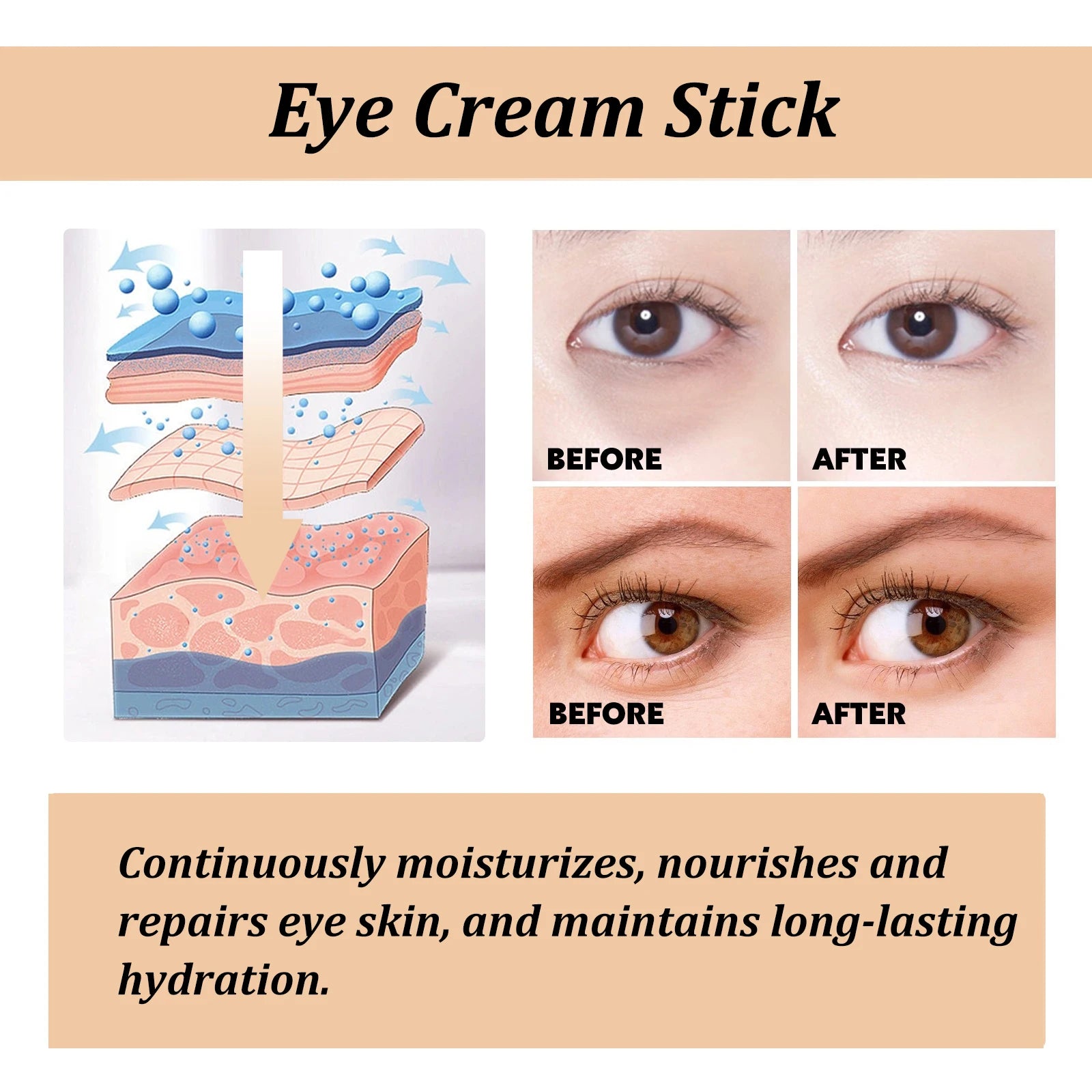 Snail Eye Cream Stick Collagen Fade Fine Lines Wrinkle Lightening Dark Circles