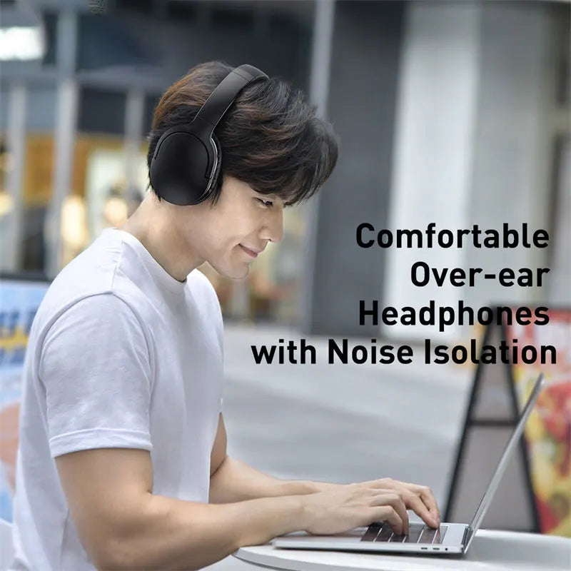 Baseus D02 Pro Wireless Bluetooth Headphones HIFI Stereo Earphones Foldable Sport Headset with Audio Cable foriPhone tablet