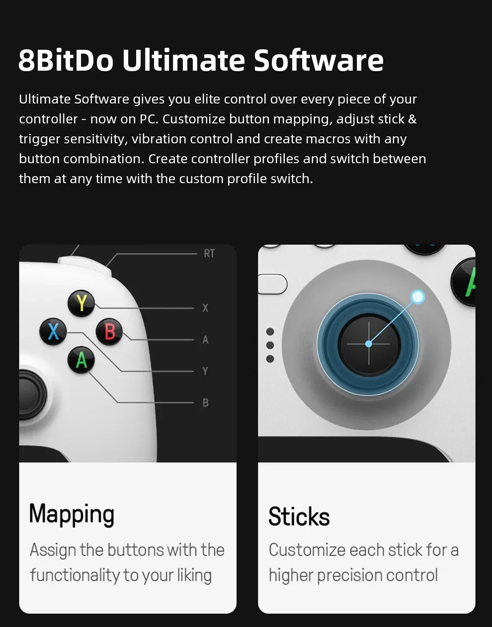 8BitDo Ultimate 2.4G Wireless Hall Effect Controller 100% Original  for PC, Windows Steam Deck, Android iPhone