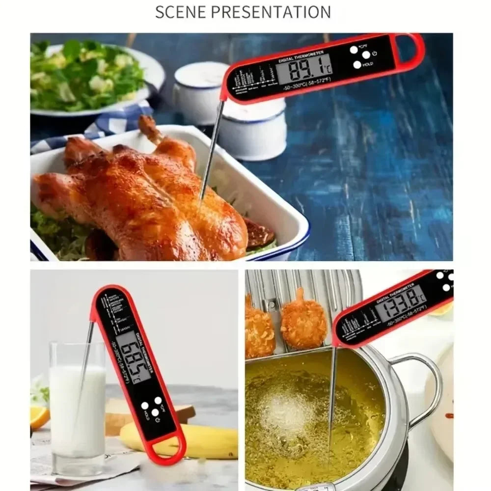 Waterproof Digital Food Kitchen Thermometer For Oven Meat Cooking Grilling With Rotating LCD Screen Alarm Function