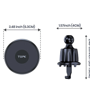 TOPK for Magsafe Car Phone Holder,Powerful Magnetism Premium Quality Single-Hand Operation Metal Hook Magnetic Car Phone Mount