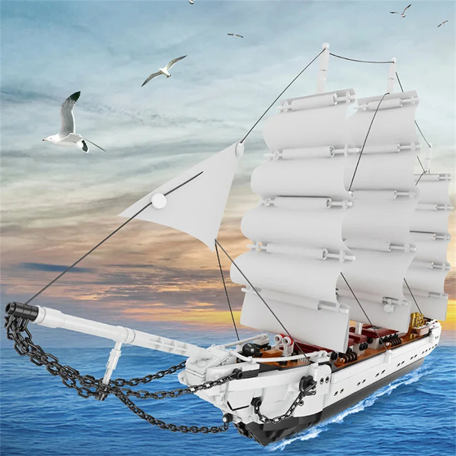 Sailboat Building Toys For Kids 1672pcs 66cm White Swan Sailing Ship Building Blocks MOC Bricks Educational Toys Home Decoration