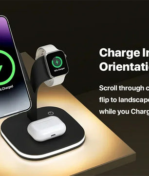 Magnetic 3 in 1 Wireless Charger For iPhone 16 15 14 13 12 Pro Max Fast Wireless Charging Station For Apple Watch 9 /AirPods Pro