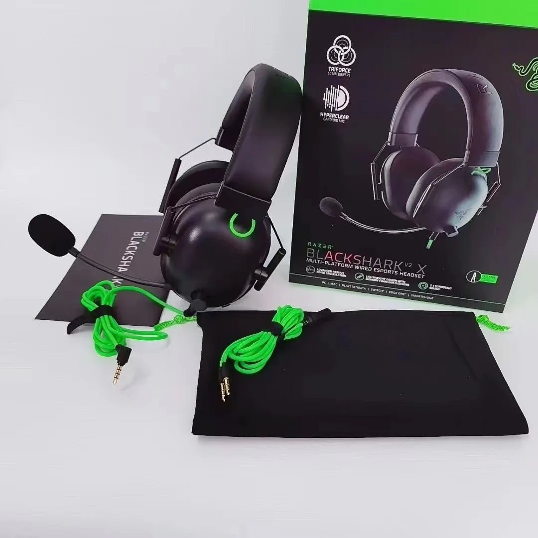 Razer BLACKSHARK V2 X Headphones E-sports Game Headset with Microphone 7.1 Surround Sound Video Gaming Earphone Wired for PC PS5